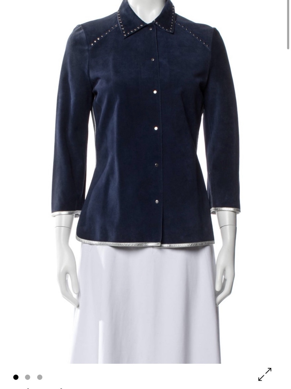 Miu Miu Navy Suede Stud-Trim Jacket